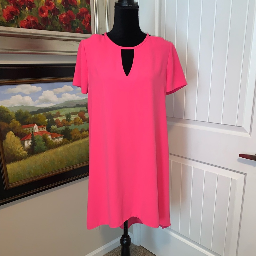 🐠 TRINA TURK floramaria pink keyhole swing dress 6